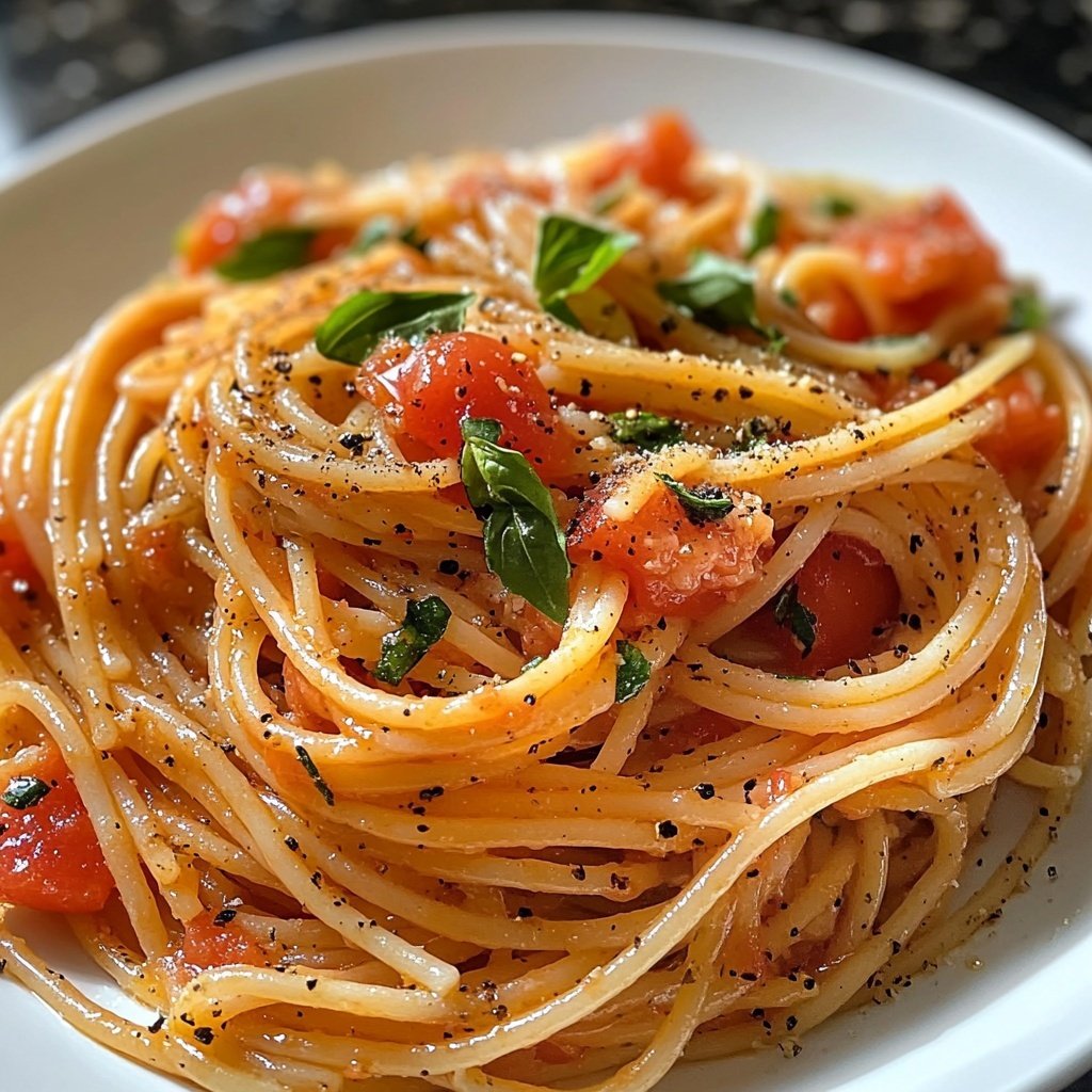 Spaghetti mit Tomaten-Basilikum-Sauce