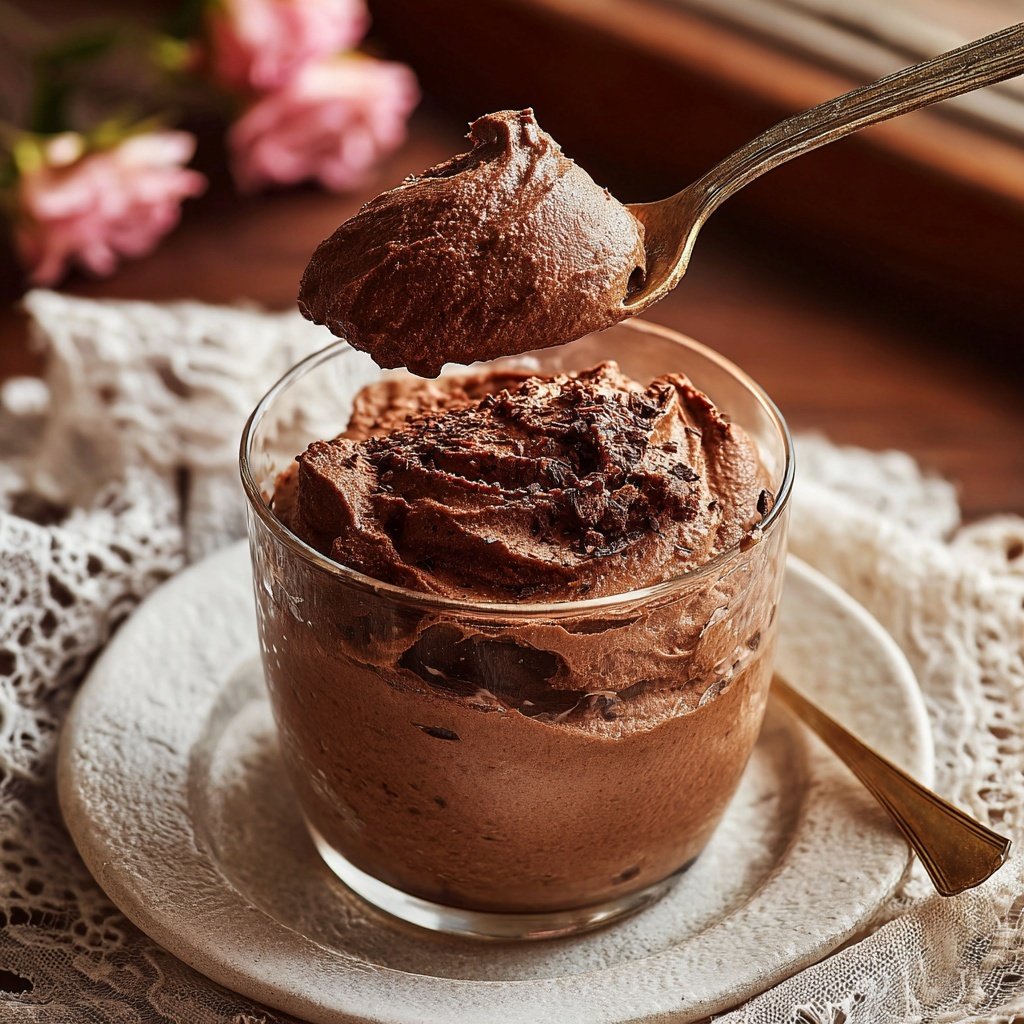 Mousse au Chocolat mit Rosenwasser