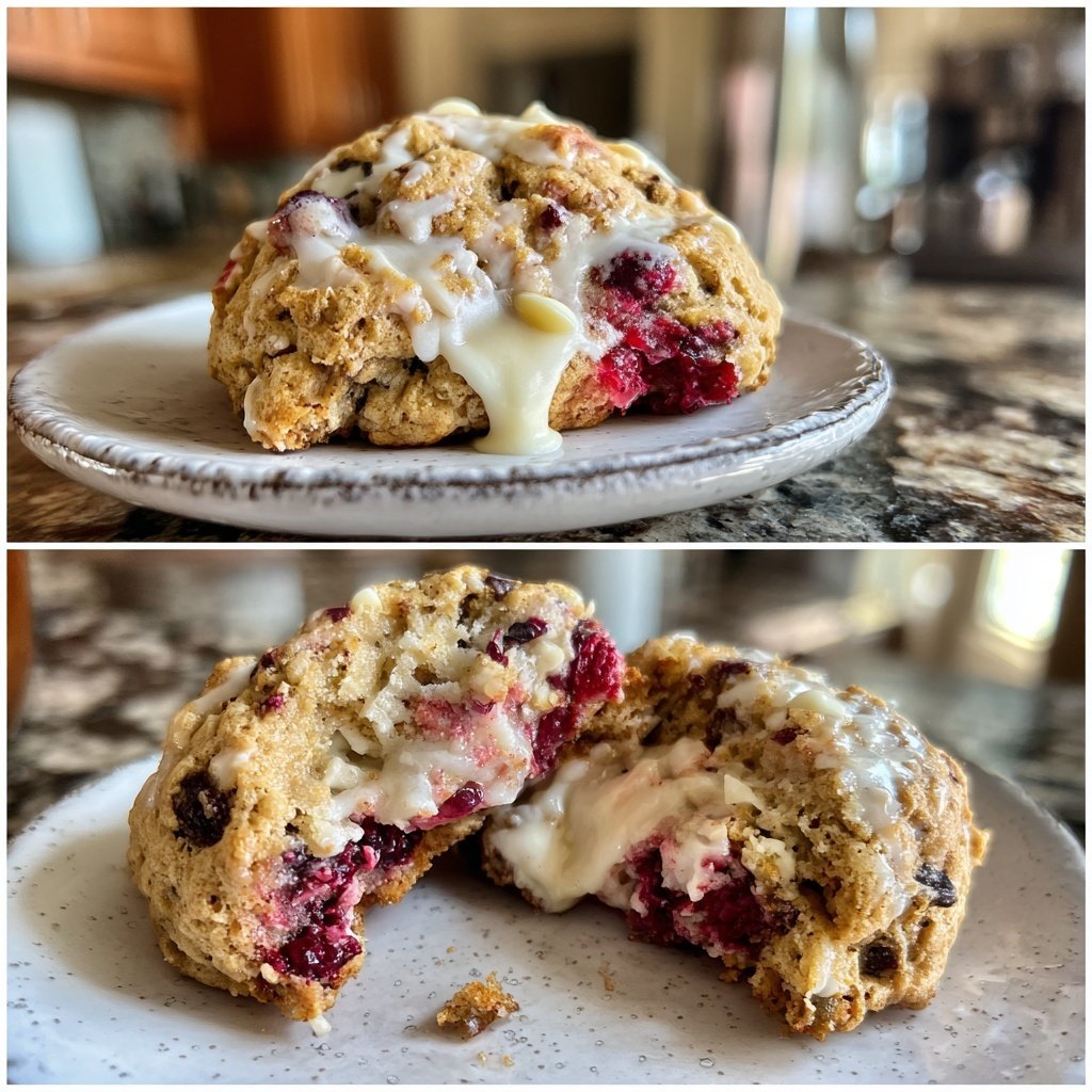 Cookies mit weißer Schokolade und Beeren