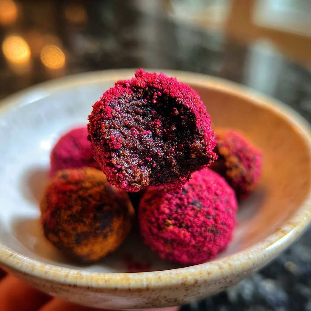 Trüffel mit Himbeerstaub