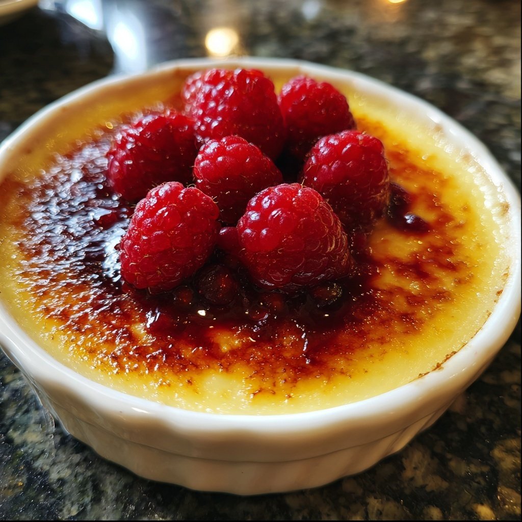 Crème Brûlée mit Himbeeren