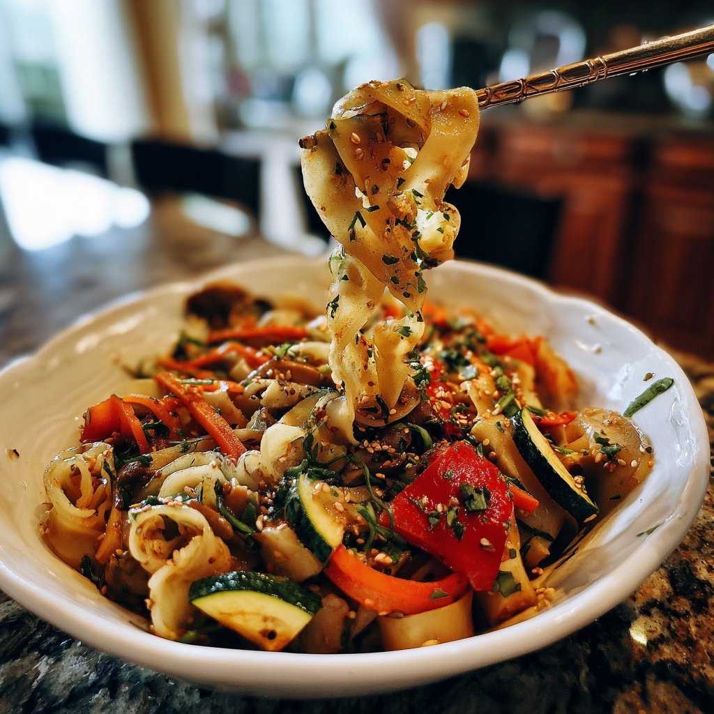 Mittagessen mit Reisnudeln